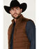Image #2 - Cody James Men's Leather Yoke Puffer Vest, Camel, hi-res