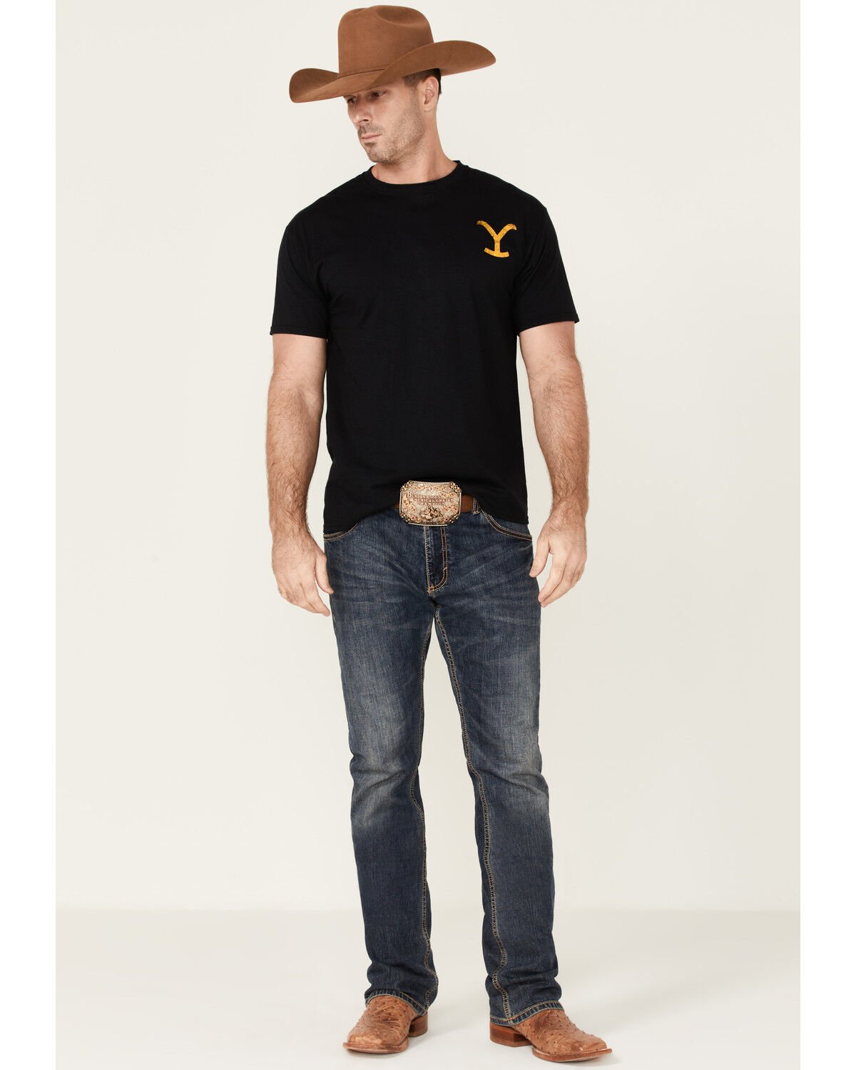 Image #2 - Paramount Network's Yellowstone Men's Dutton Ranch Gradient Rider Silhouette Graphic Short Sleeve T-Shirt, Black, hi-res