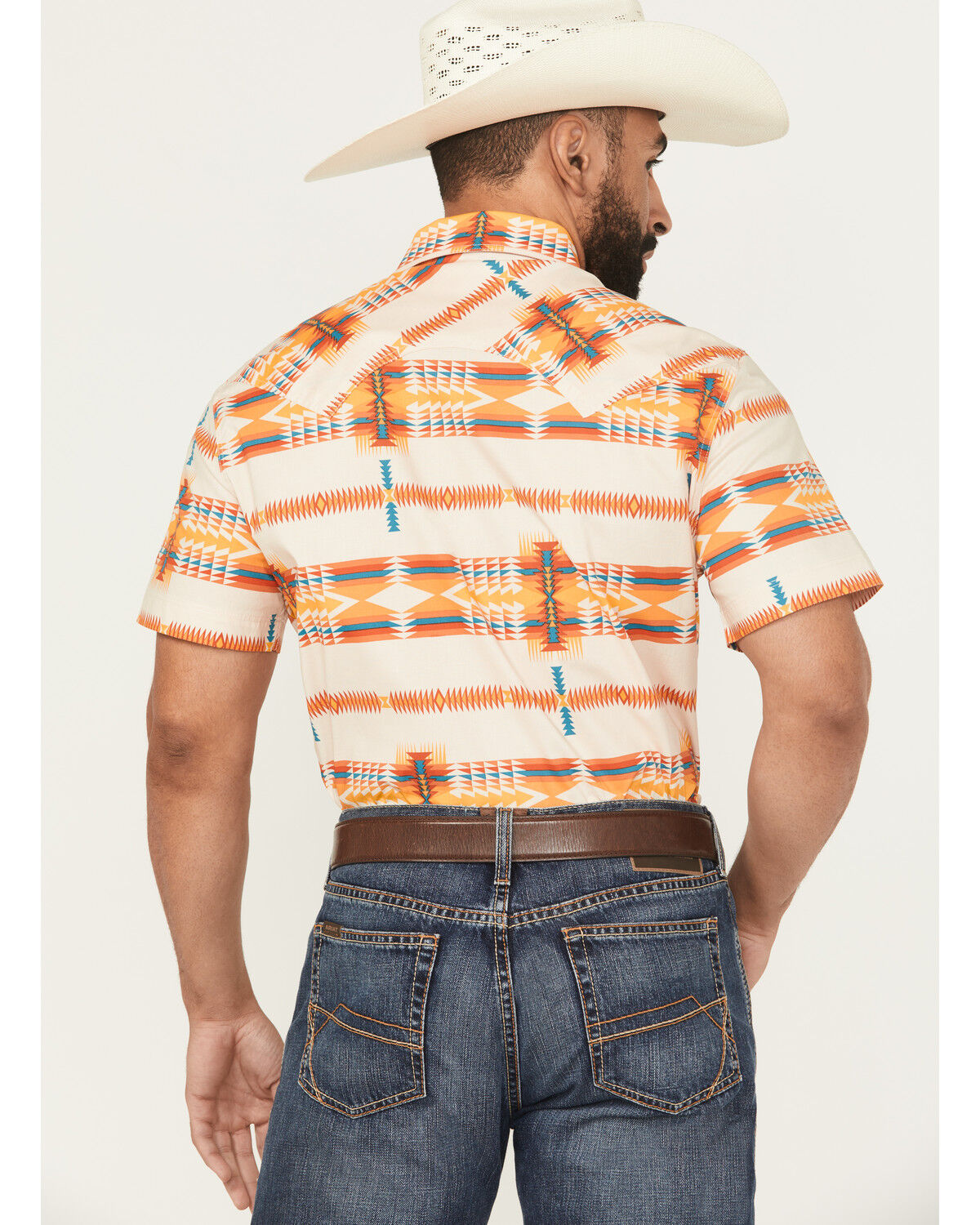 Image #4 - Rock & Roll Denim Men's  Southwestern Print Short Sleeve Snap Stretch Western Shirt, Multi, hi-res