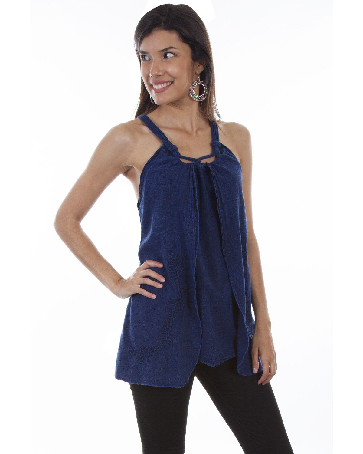 Image #1 - Cantina by Scully Women's Rope Strap Blouse, Dark Blue, hi-res