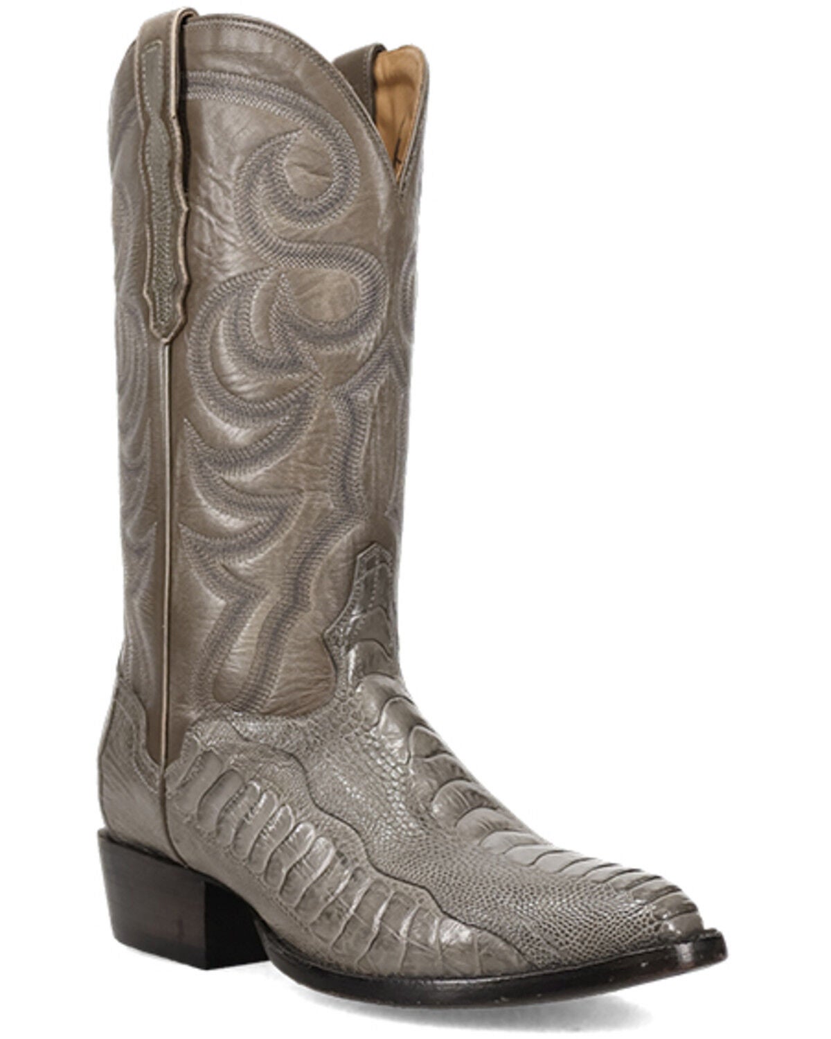 El Dorado Men's Exotic Ostrich Leg Tall Western Boots - Round Toe, Grey, hi-res