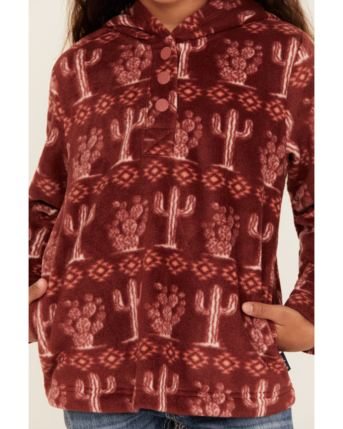 Image #3 - Wrangler Girls' Cacti Hooded Pullover, Rust Copper, hi-res