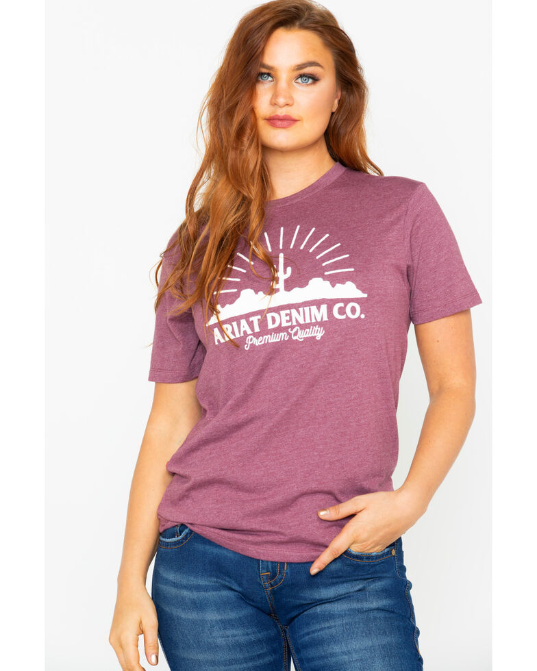 Ariat Women's Desertscape Short Sleeve T-Shirt, Burgundy, hi-res