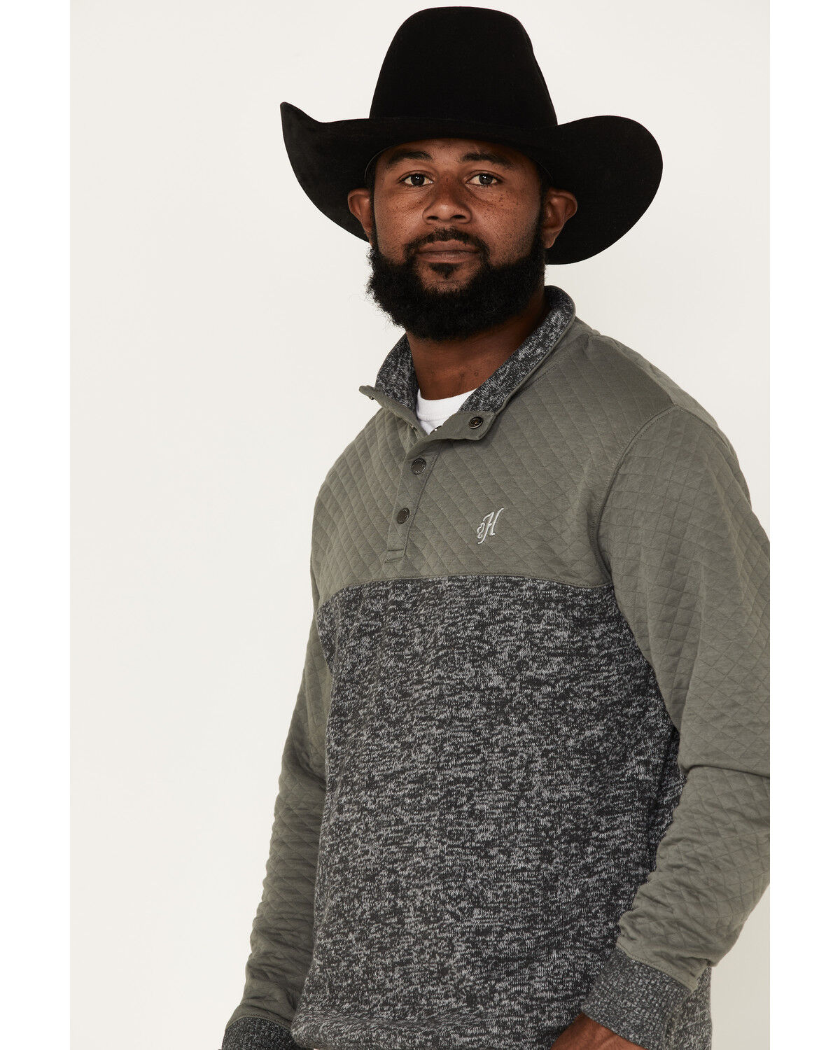 Image #2 - Hooey Men's Stevie 1/4 Snap Pullover, Charcoal, hi-res