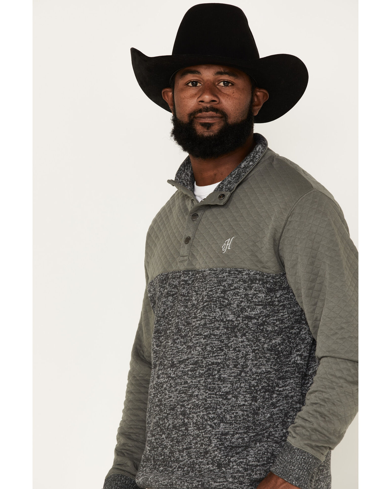 Image #2 - Hooey Men's Stevie 1/4 Snap Pullover, Charcoal, hi-res