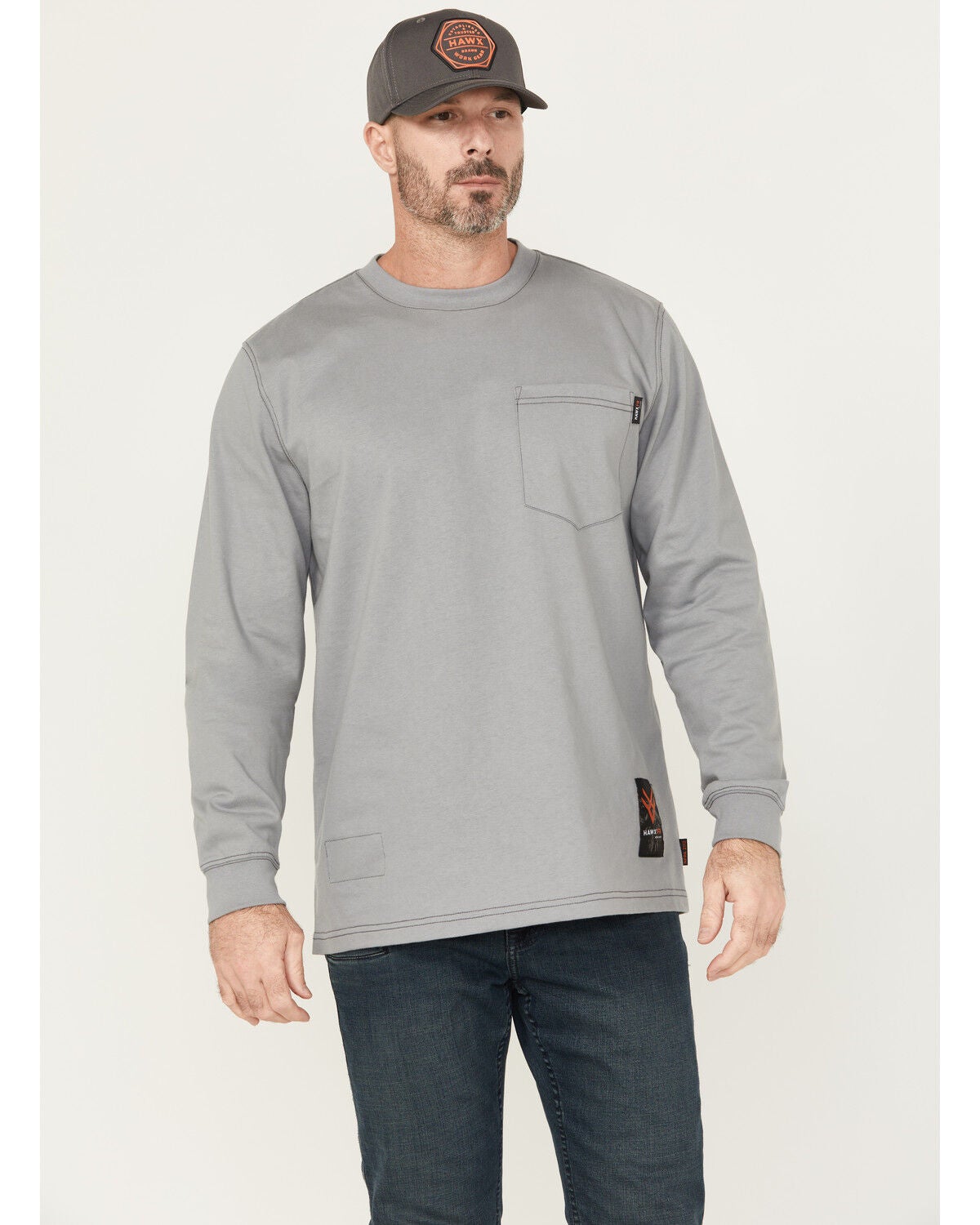 Image #2 - Hawx Men's FR Tread Long Sleeve Graphic Work T-Shirt, Medium Grey, hi-res