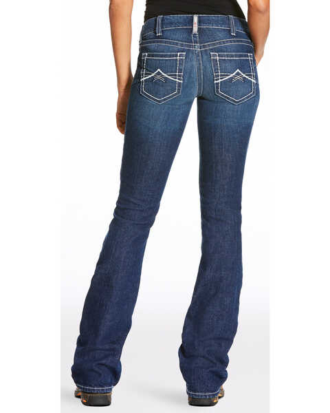 Image #1 - Ariat Women's FR Crossing Volta 2 Slim Bootcut Jeans , Dark Blue, hi-res