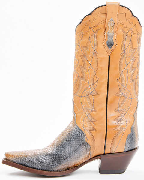 Image #3 - Dan Post Women's Zacatecas Exotic Watersnake Western Boots - Snip Toe, Beige/khaki, hi-res