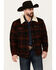 Image #1 - Cinch Men's Plaid Print Sherpa Lined Trucker Jacket, Red, hi-res
