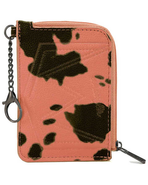 Wrangler Women's Cow Print Credit Card Wallet , Pink, hi-res