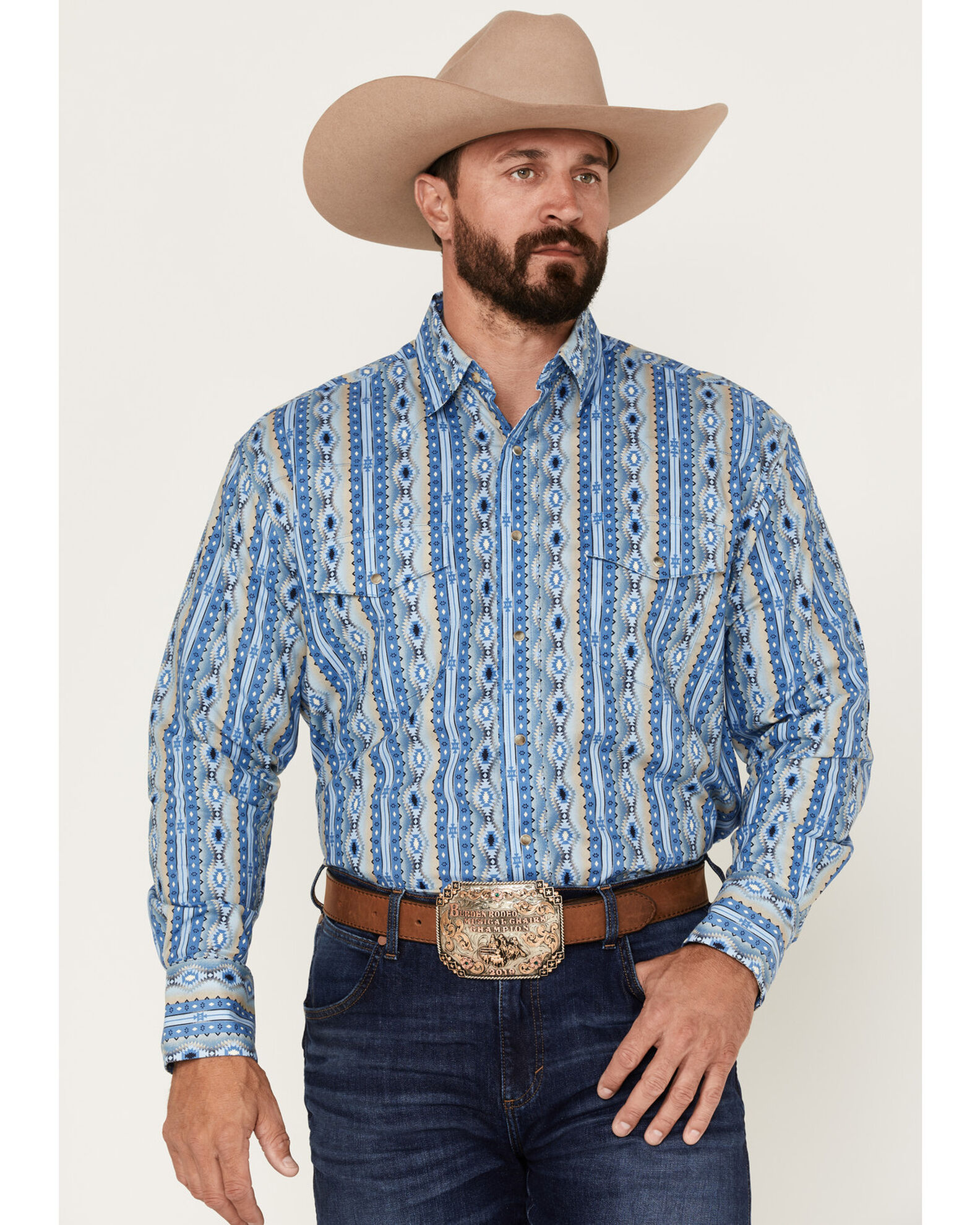 Wrangler Men's Checotah Southwestern Stripe Snap Western Shirt - Country  Outfitter
