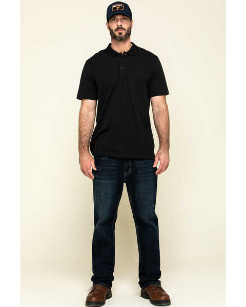 Hawx Men's Black Miller Pique Short Sleeve Work Polo Shirt - Tall , Black, hi-res