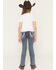 Image #1 - Grace in LA Girls' Floral Horseshoe Embroidered Bootcut Stretch Denim Jeans, Dark Wash, hi-res