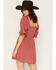 Image #4 - Cleo + Wolf Women's Short Sleeve Button-Front Mini Dress, Rose, hi-res