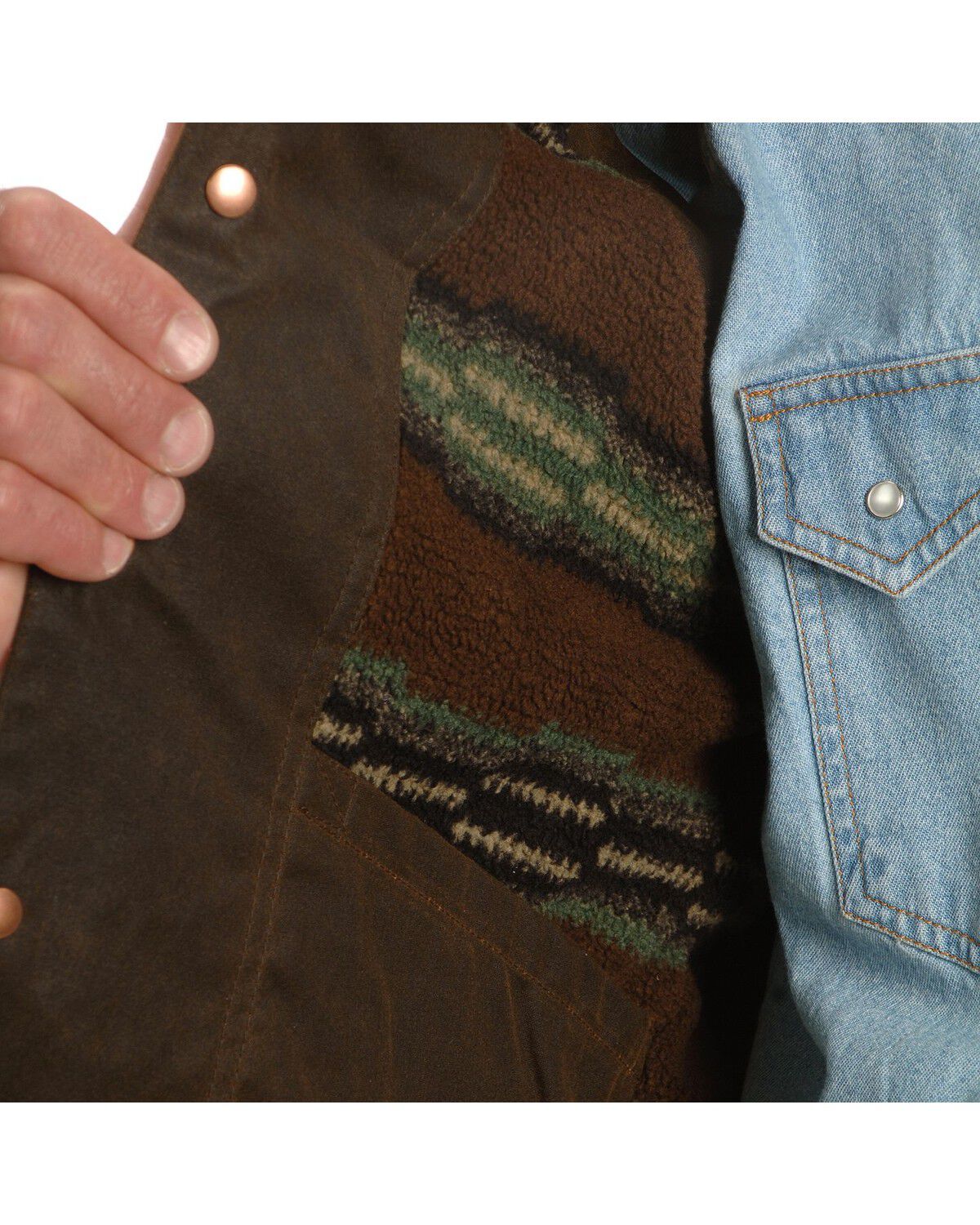 Image #2 - Outback Trading Co. Cliff Dweller Berber Lined Oilskin Vest, Bronze, hi-res