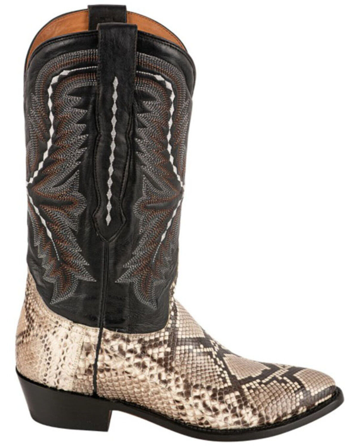 Image #2 - Lucchese Women's Stella Exotic Python Western Boots - Round Toe, Black/white, hi-res