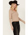 Image #1 - Miss Me Women's Boot Barn Exclusive Solid Long Sleeve Knit Top, Taupe, hi-res