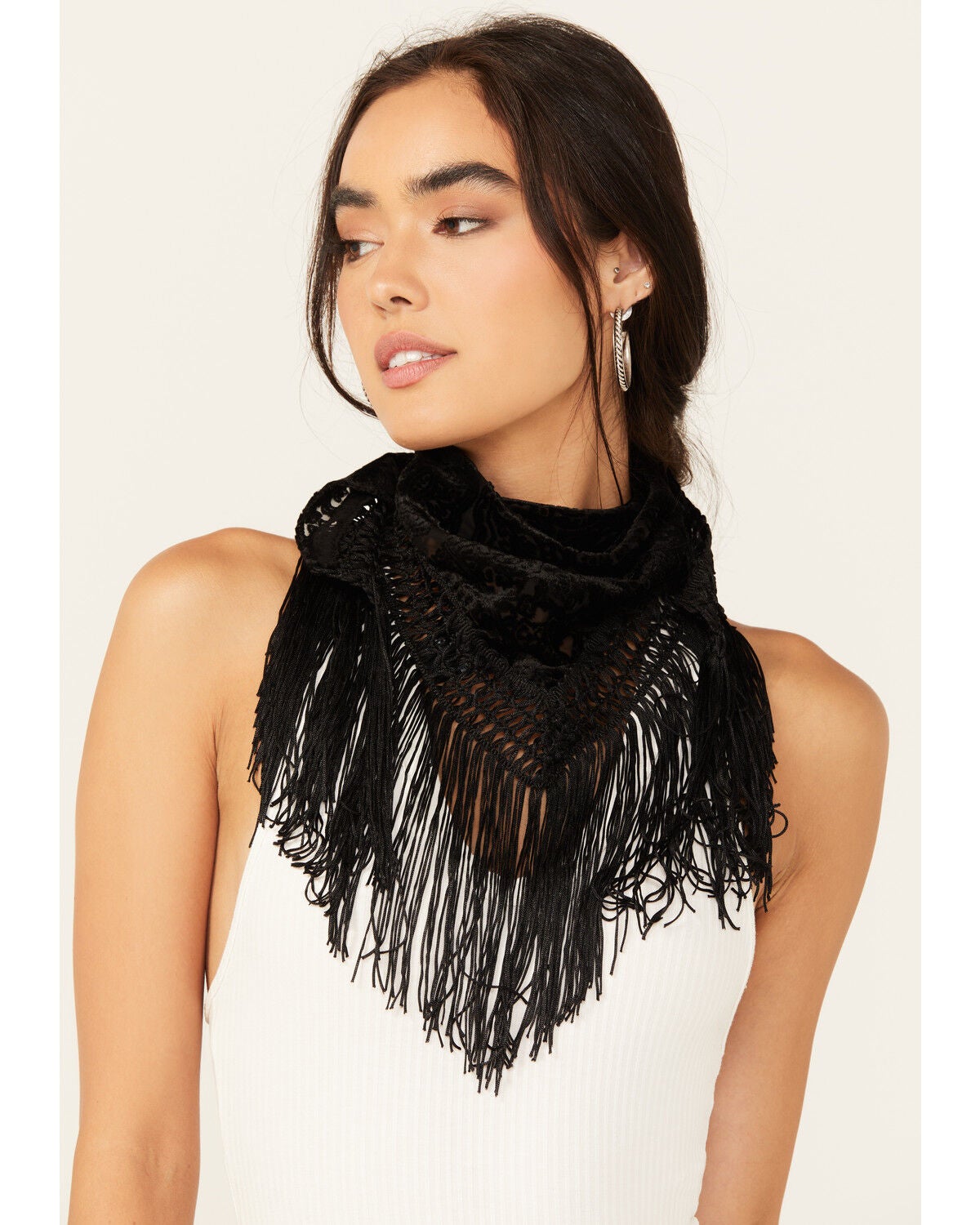 Idyllwind Women's Camillia Velvet Burnout Scarf, Black, hi-res