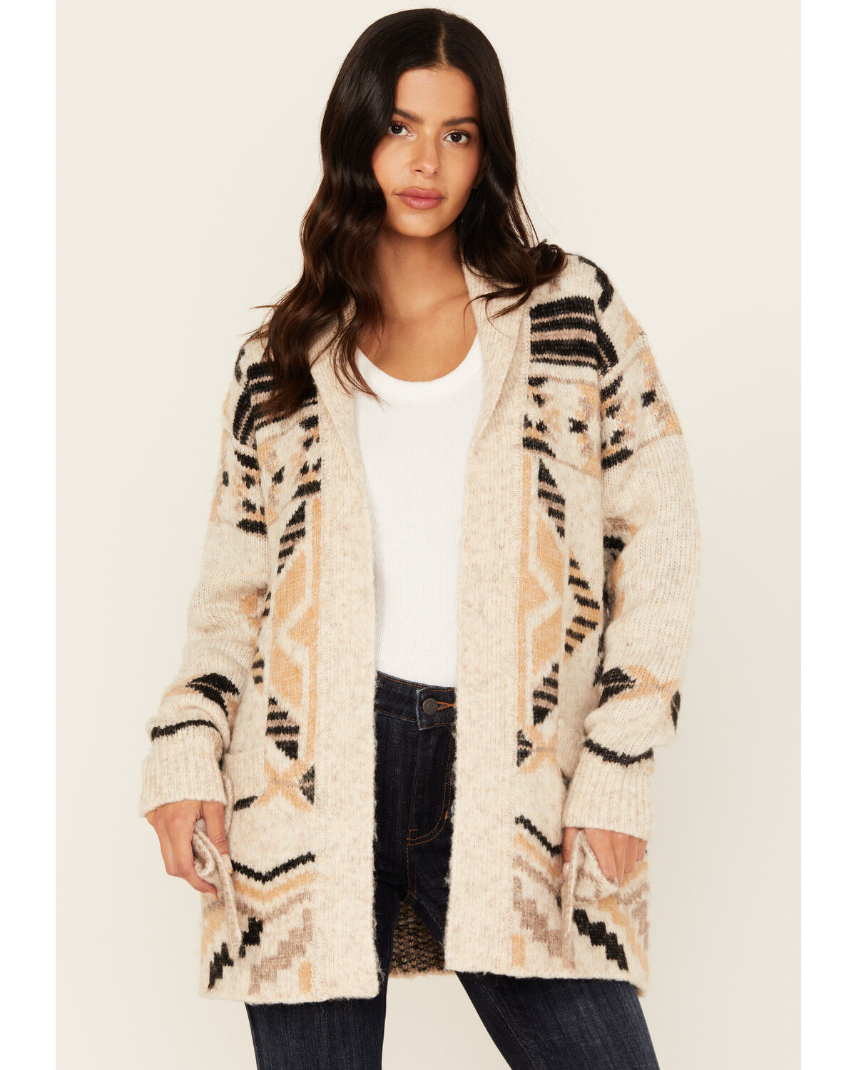 Image #2 - Idyllwind Women's Nora Southwestern Print Belted Sweater, Ivory, hi-res