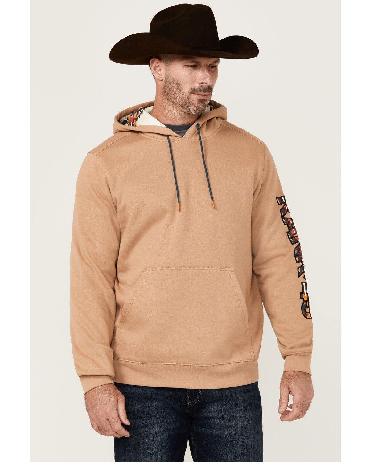 RANK 45&reg; Men's Logo Southwestern Print Hooded Sweatshirt, Tan, hi-res