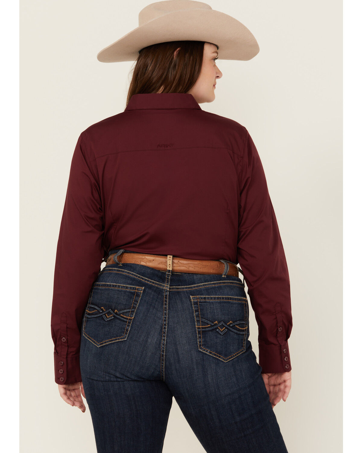 Image #4 - Ariat Women's Kirby Long Sleeve Button-Down Stretch Western Shirt - Plus, Burgundy, hi-res