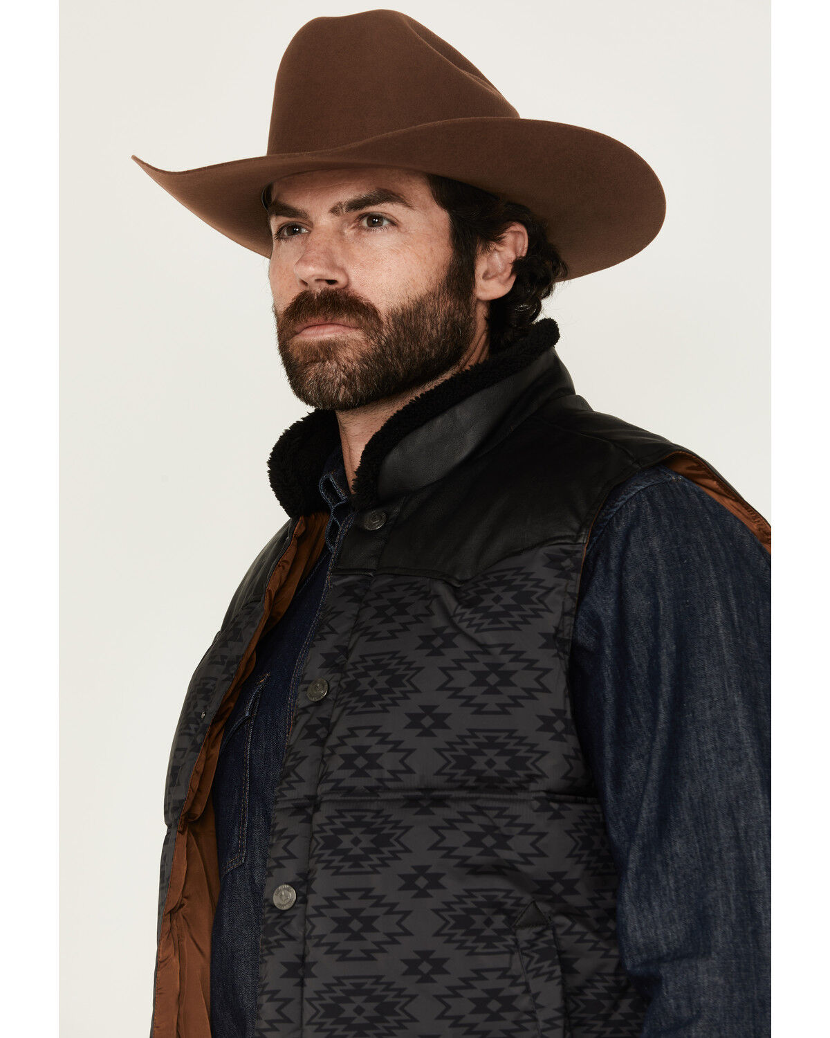 Image #2 - Cody James Men's Rocker Tonal Southwestern Print Puffer Vest, Black, hi-res