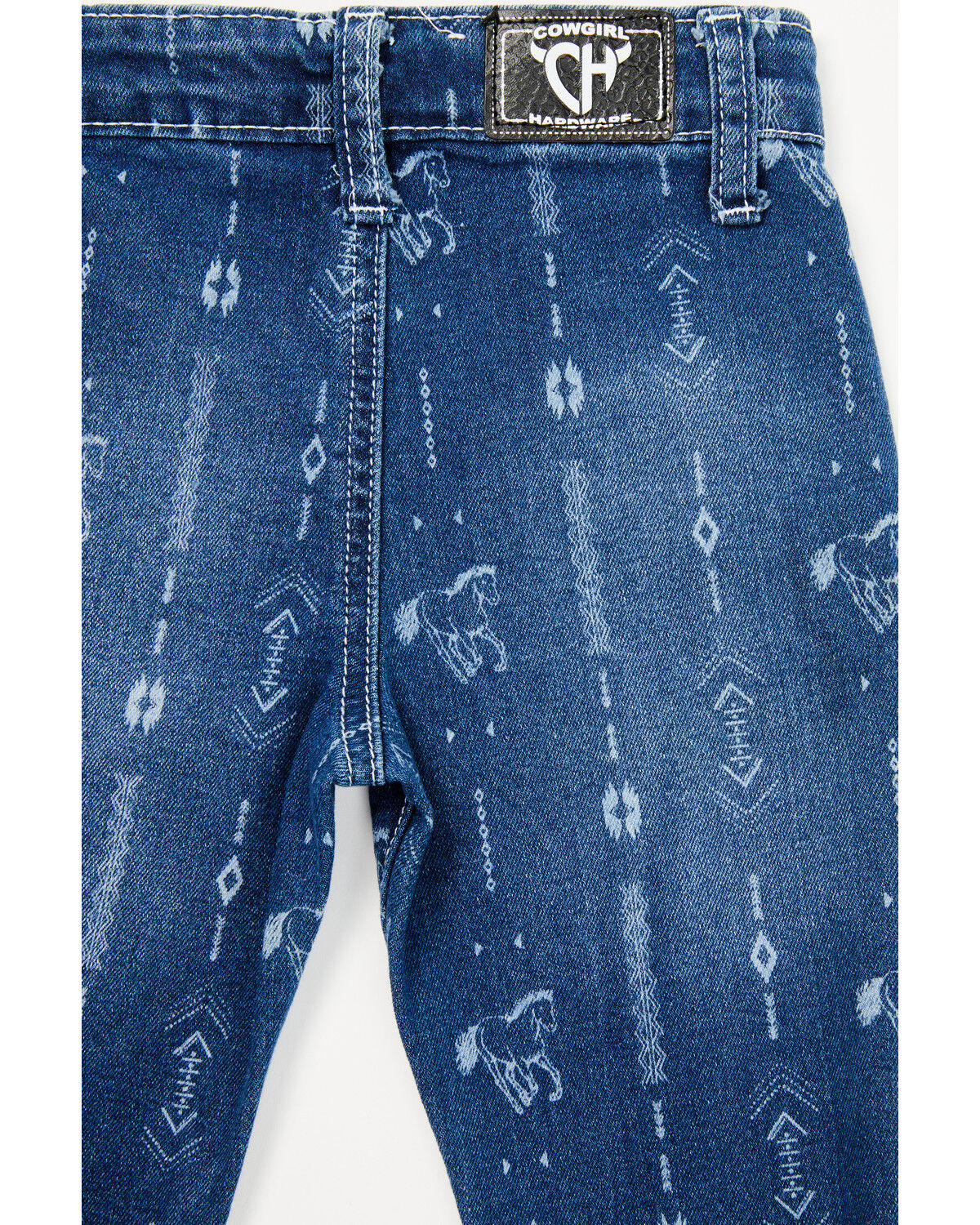 Image #4 - Cowgirl Hardware Toddler Girls' Southwestern Striped Stretch Bell Bottom Jeans, Blue, hi-res