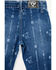 Image #4 - Cowgirl Hardware Toddler Girls' Southwestern Striped Stretch Bell Bottom Jeans, Blue, hi-res