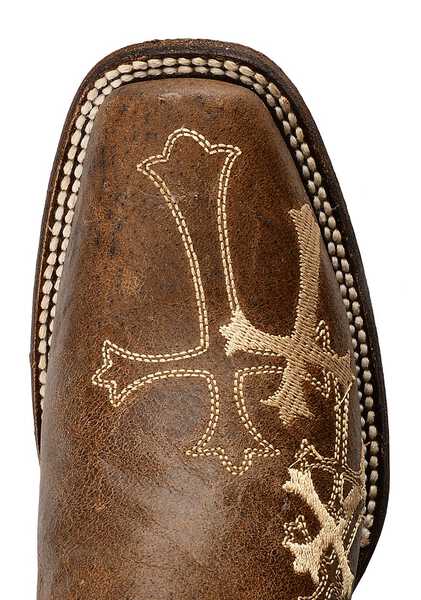 Image #6 - Circle G Women's Cross Embroidered Western Boots - Square Toe, Chocolate, hi-res