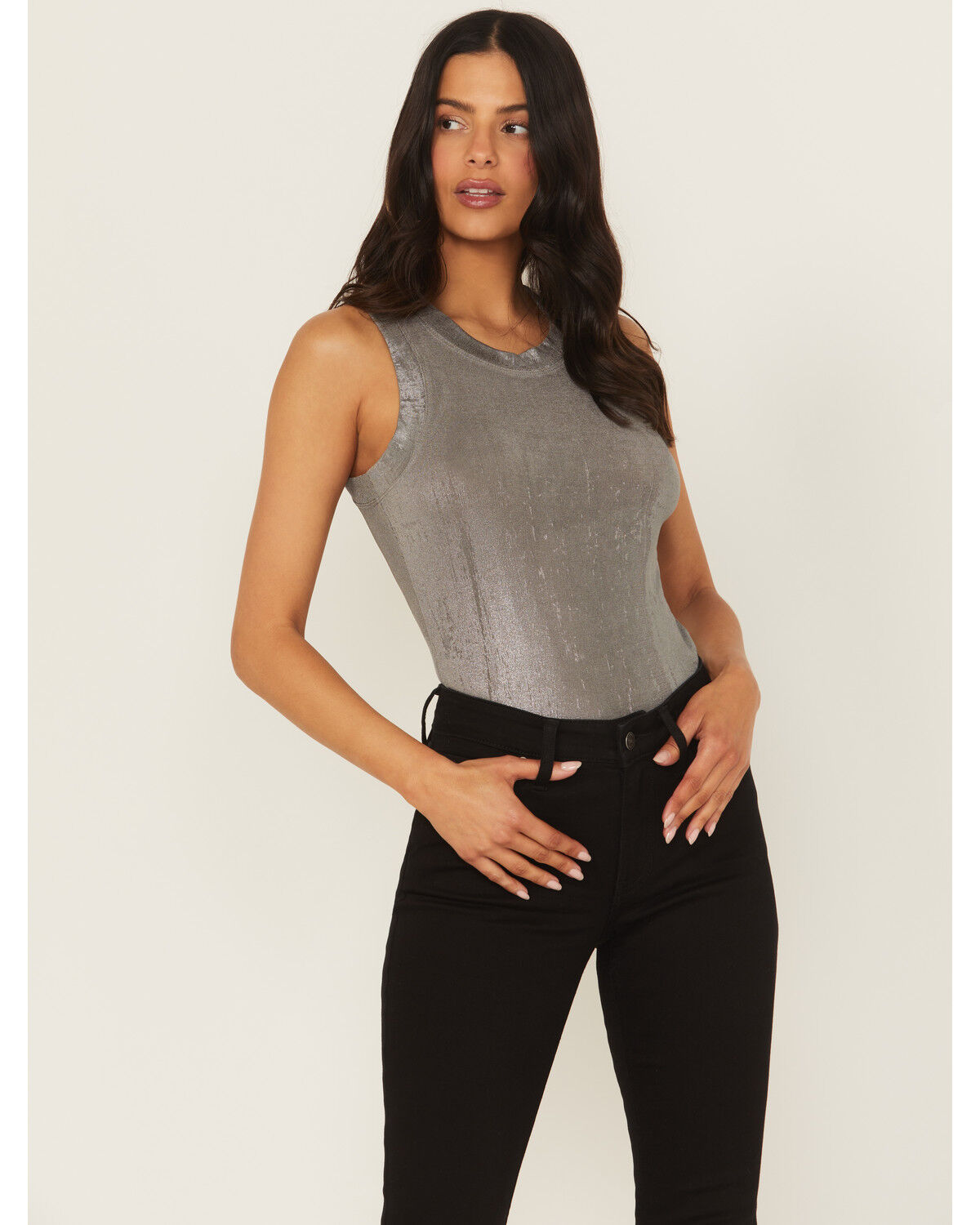Image #1 - Revel Women's Silver Shimmer Tank, Silver, hi-res