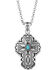 Montana Silversmiths Women's Cathedral Turquoise Silver Cross Necklace, Silver, hi-res