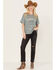Image #2 - White Crow Women's Wild West Steer Head Skull Short Sleeve Graphic Tee, Teal, hi-res