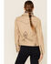 Cripple Creek Women's Tan Studded Lamb Nappa Zip-Front Leather Jacket , Tan, hi-res
