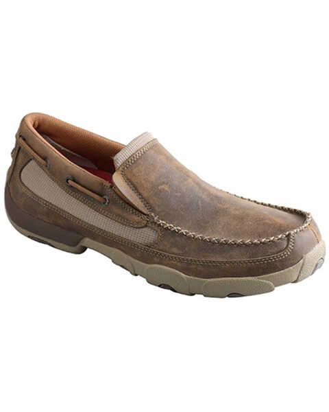 Twisted X Men's Slip-On Driving Shoes - Moc Toe, Brown, hi-res