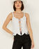 Image #2 - Understated Leather Women's Finish Line Corset, White, hi-res