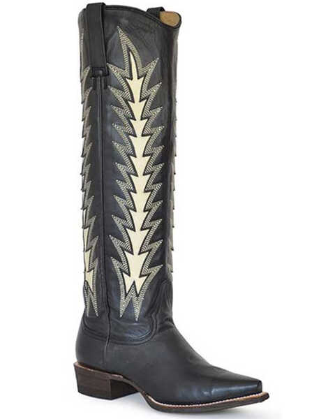 Image #1 - Stetson Women's Johnnie Tall Western Boots - Snip Toe, Black, hi-res