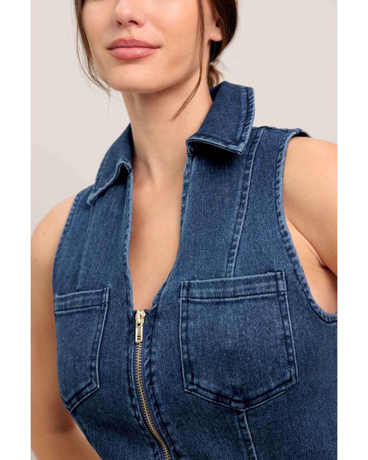 Image #2 - Flying Tomato Women's Everyday Edge Denim Midi Dress, Medium Wash, hi-res