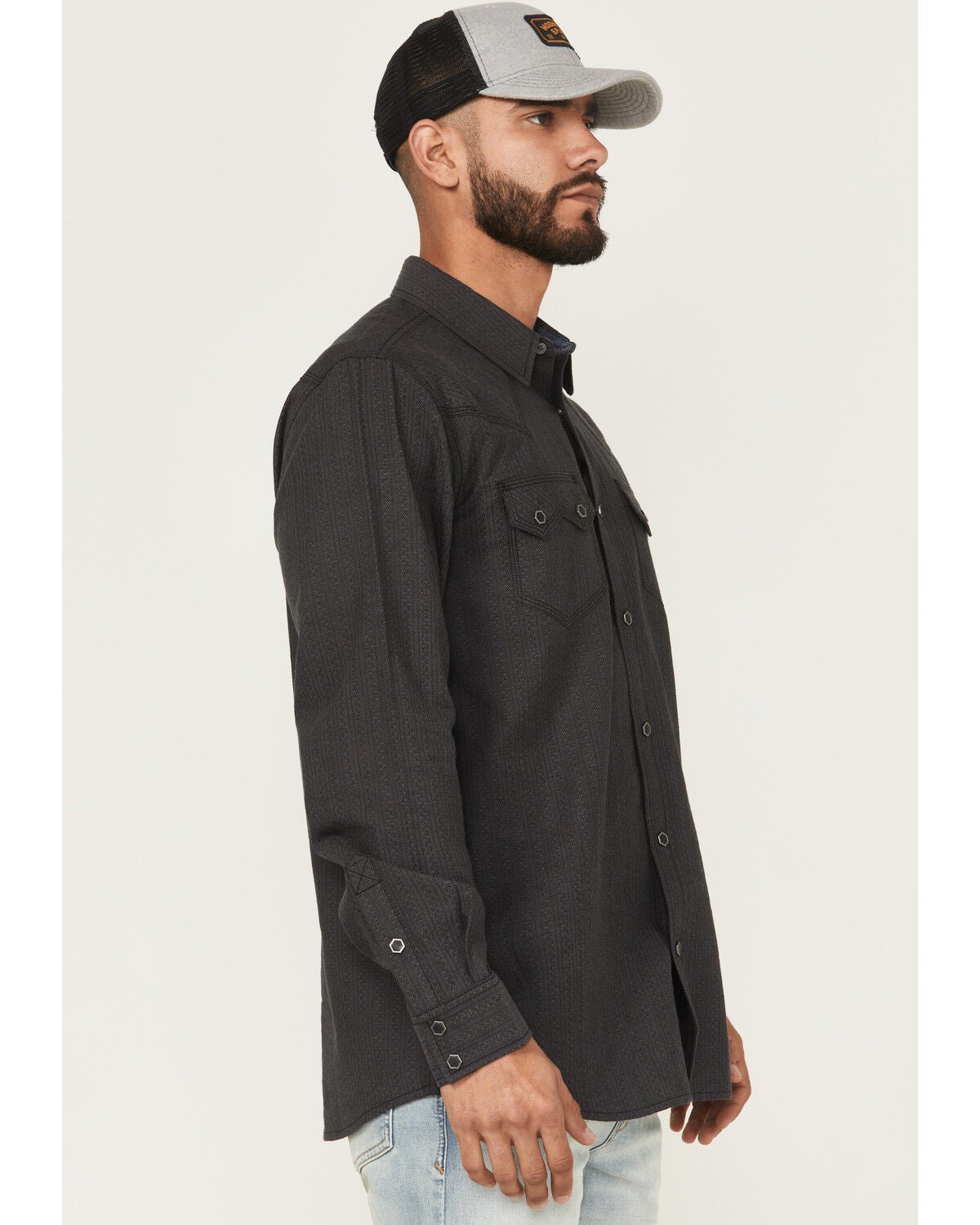 Image #2 - Moonshine Spirit&reg; Men's Cask Aged Striped Long Sleeve Snap Western Shirt, Grey, hi-res