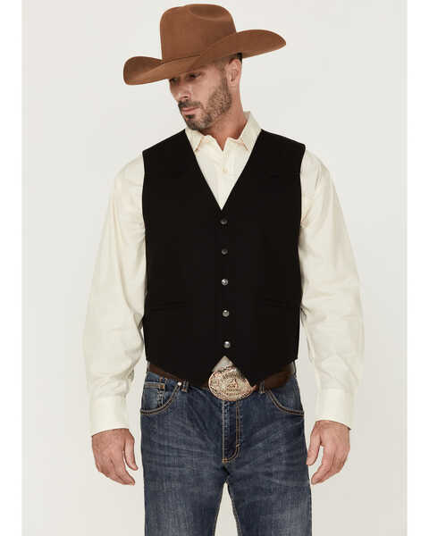 Cody James Men's Highlands Slub Button-Front Western Vest , Black, hi-res