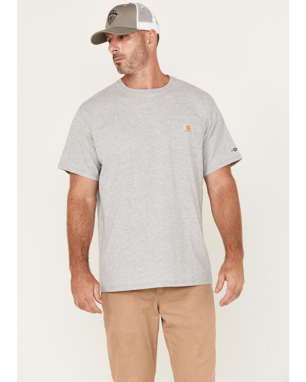 Carhartt Men's Force&reg; Relaxed Fit Short Sleeve Pocket T-Shirt, Silver, hi-res