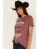 Image #2 - Ariat Women's Wanted Graphic Tee, Burgundy, hi-res