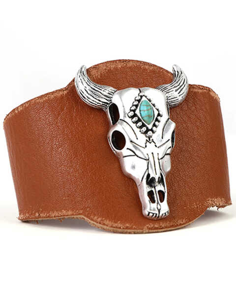 Image #1 - Cowgirl Confetti Women's After Hours Leather Cuff Bracelet , Silver, hi-res