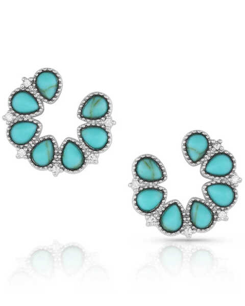 Image #1 - Montana Silversmiths Women's Lucky Seven Turquoise Earrings, Silver, hi-res