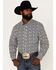 Image #1 - RANK 45® Men's Dillinger Geo Print Long Sleeve Button-Down Stretch Western Shirt, White, hi-res