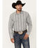 Image #1 - Gibson Trading Co Men's Rough Road Striped Print Long Sleeve Button-Down Western Shirt, White, hi-res