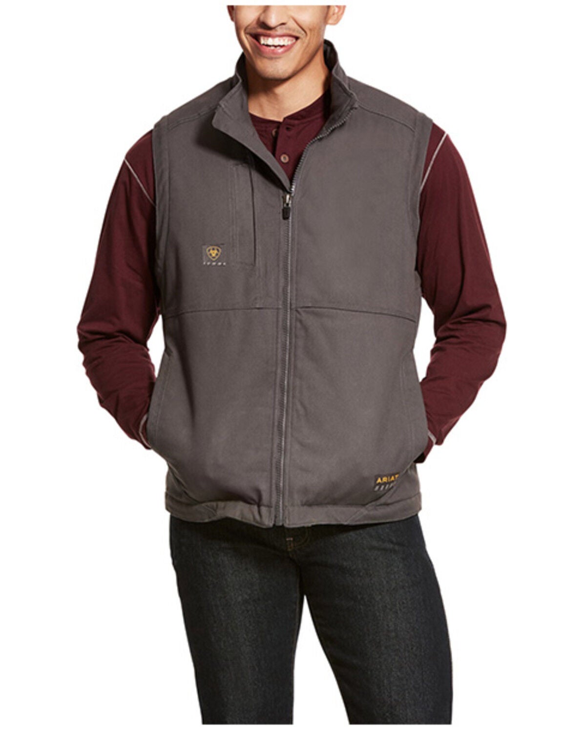 Ariat Men's Rebar Duracanvas Vest - Tall, Light Grey, hi-res