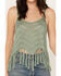 Image #3 - Rock & Roll Denim Women's Crochet Fringe Tank, Aqua, hi-res