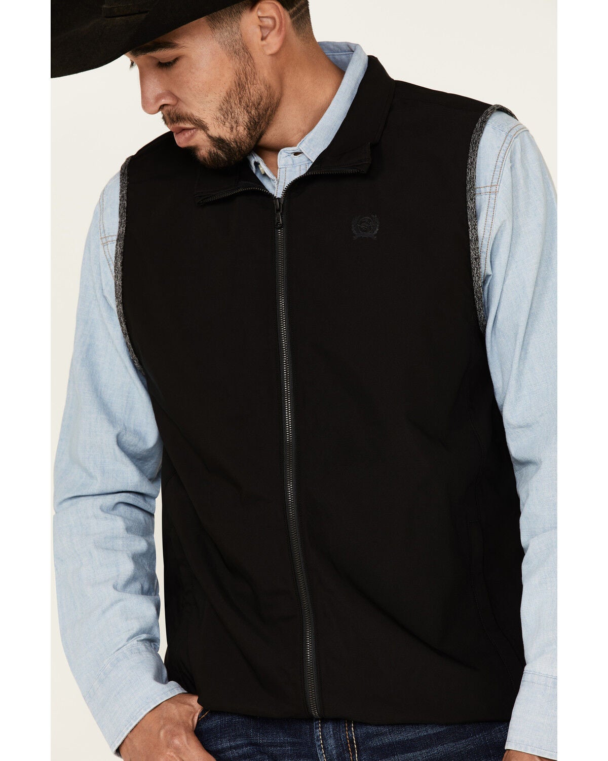 Image #3 - Cinch Men's Black Lightweight Stretch Zip-Up Vest , , hi-res