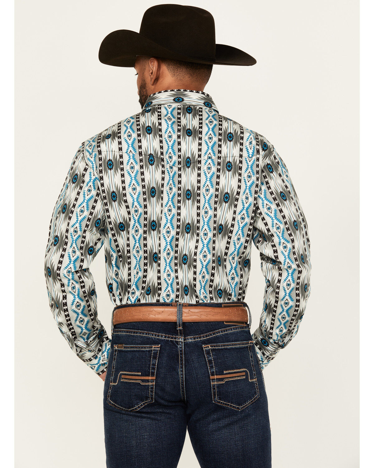 Image #4 - Wrangler Men's Checotah Southwestern Print Long Sleeve Snap Western Shirt - Big, Multi, hi-res