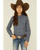 Roper Girls' Checkered Arrow Print Long Sleeve Western Shirt, Blue, hi-res